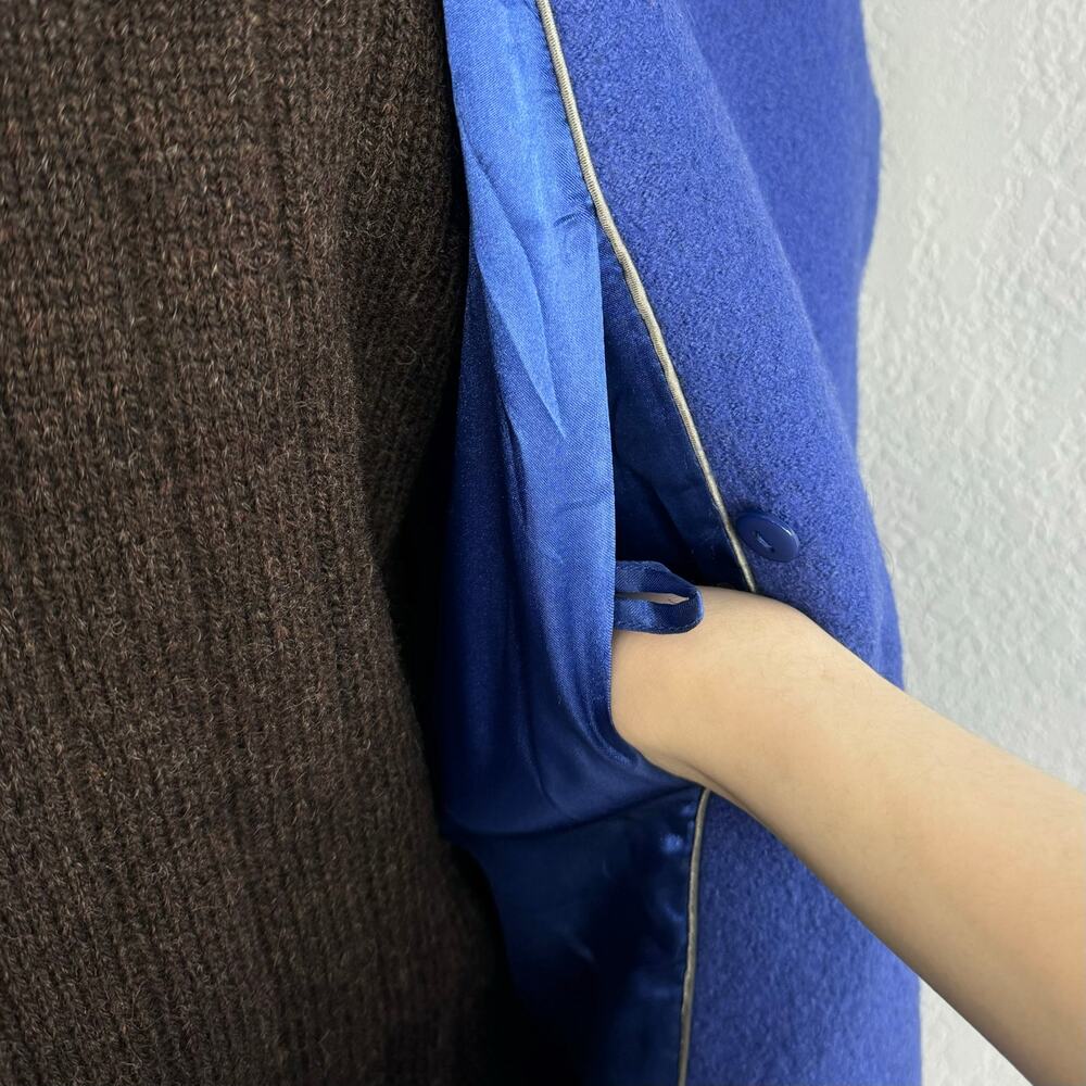 Vintage Blue Wool Blend Shawl Coat Snap Closure Size 18 Forecaster of Boston - Picture 6 of 10